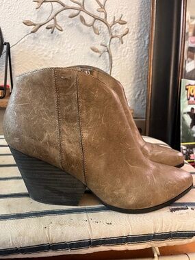 Eileen fisher ankle boot wedge 10 taupe brown tan